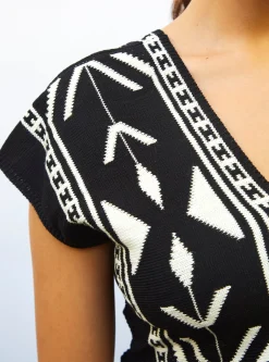 top v maille jacquard ikat
