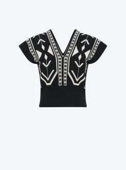 top v maille jacquard ikat