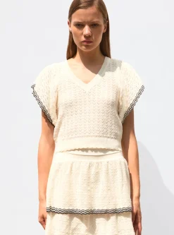 top v maille pointelle