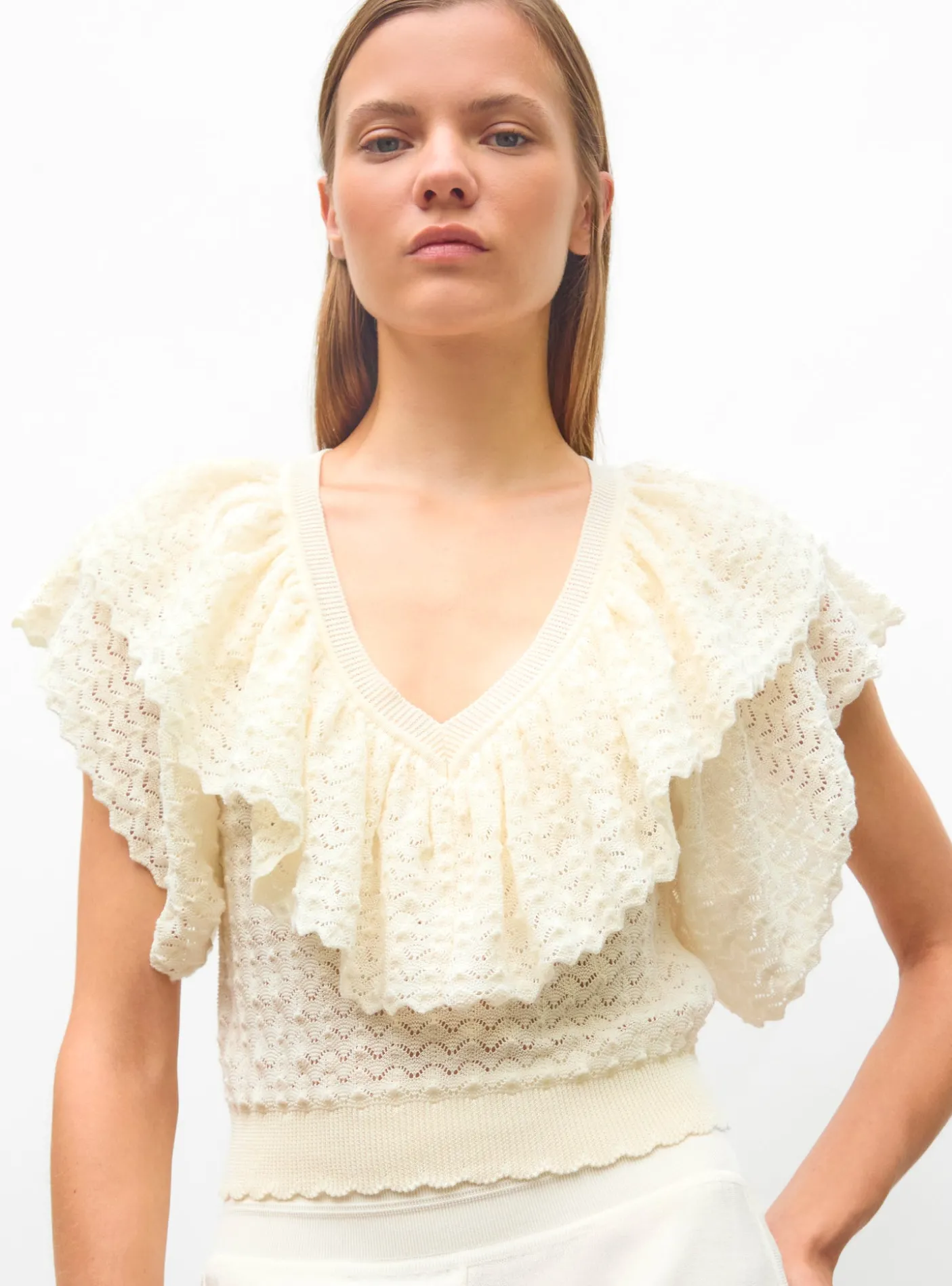 top v maille pointelle
